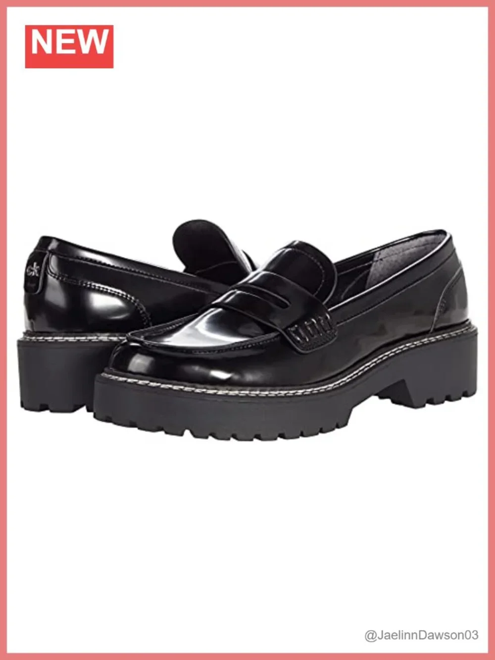 Calvin Klein Suzie Black Faux Leather Slip On Loafers Flats Women's Shoes